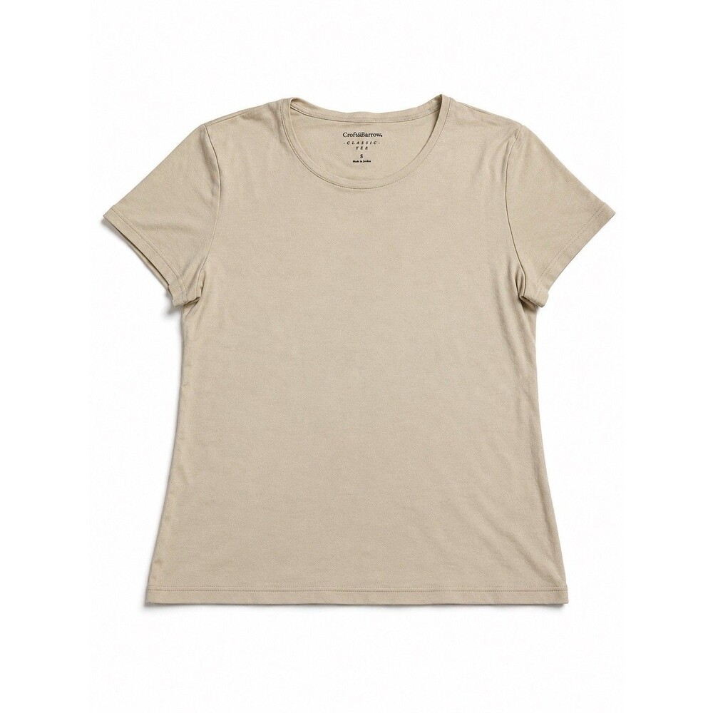 Croft & Barrow Women’s Classic Tee Beige Short Sleeve Shirt Size Small